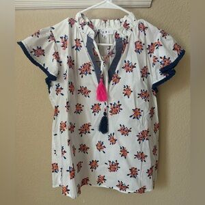 THML Tassel Tie-Neck Top with Flutter Sleeves | Women’s XS